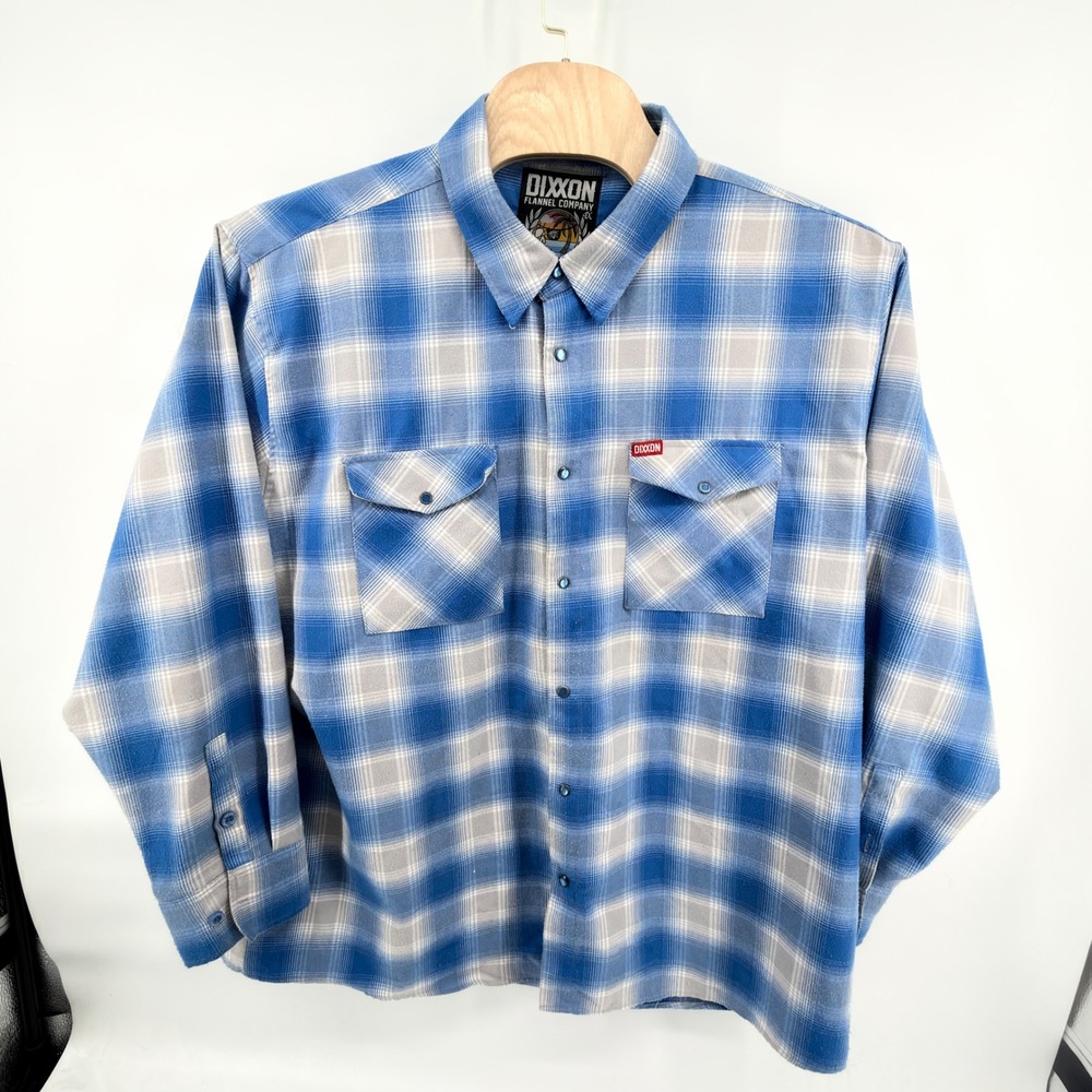 Dixxon Flannel‎ Company The Pierside Shirt Mens 4X Blue Plaid D-Tech Button Up